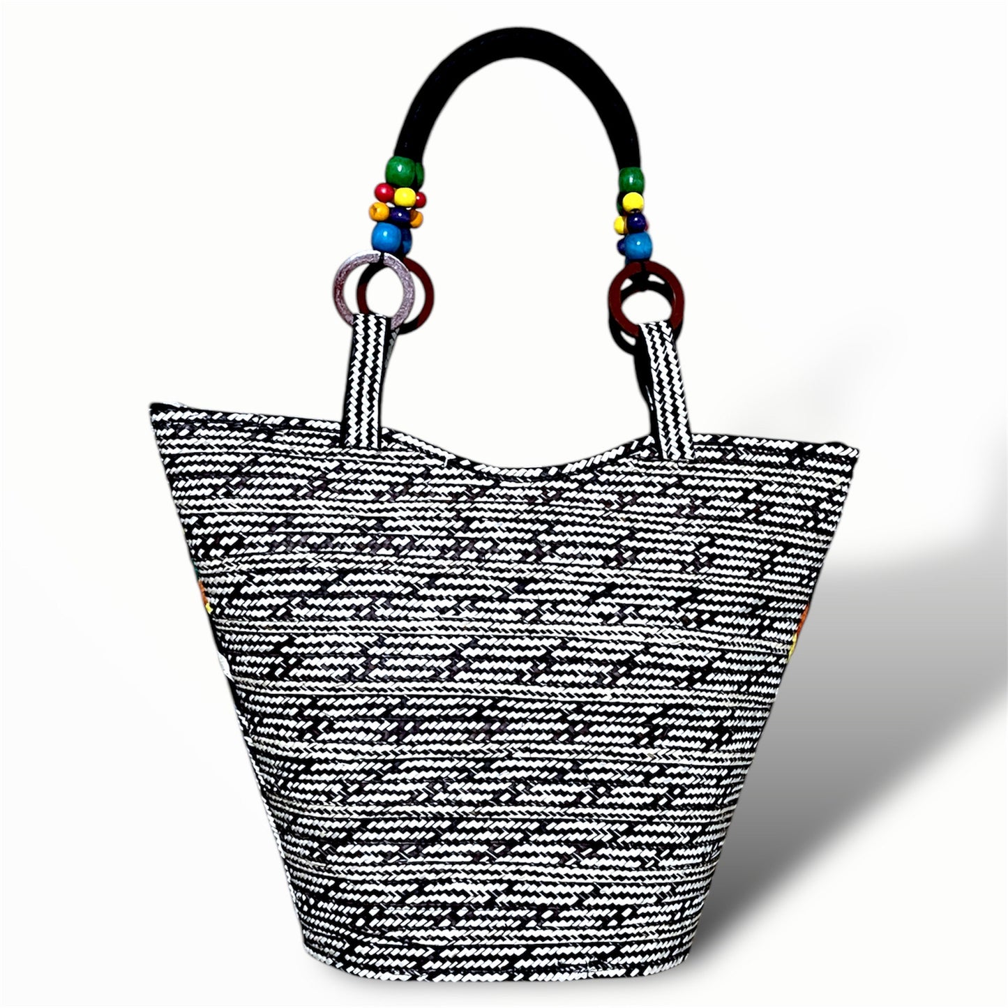 Oval Pattern Design Hand Wawen Ladies Handbag
