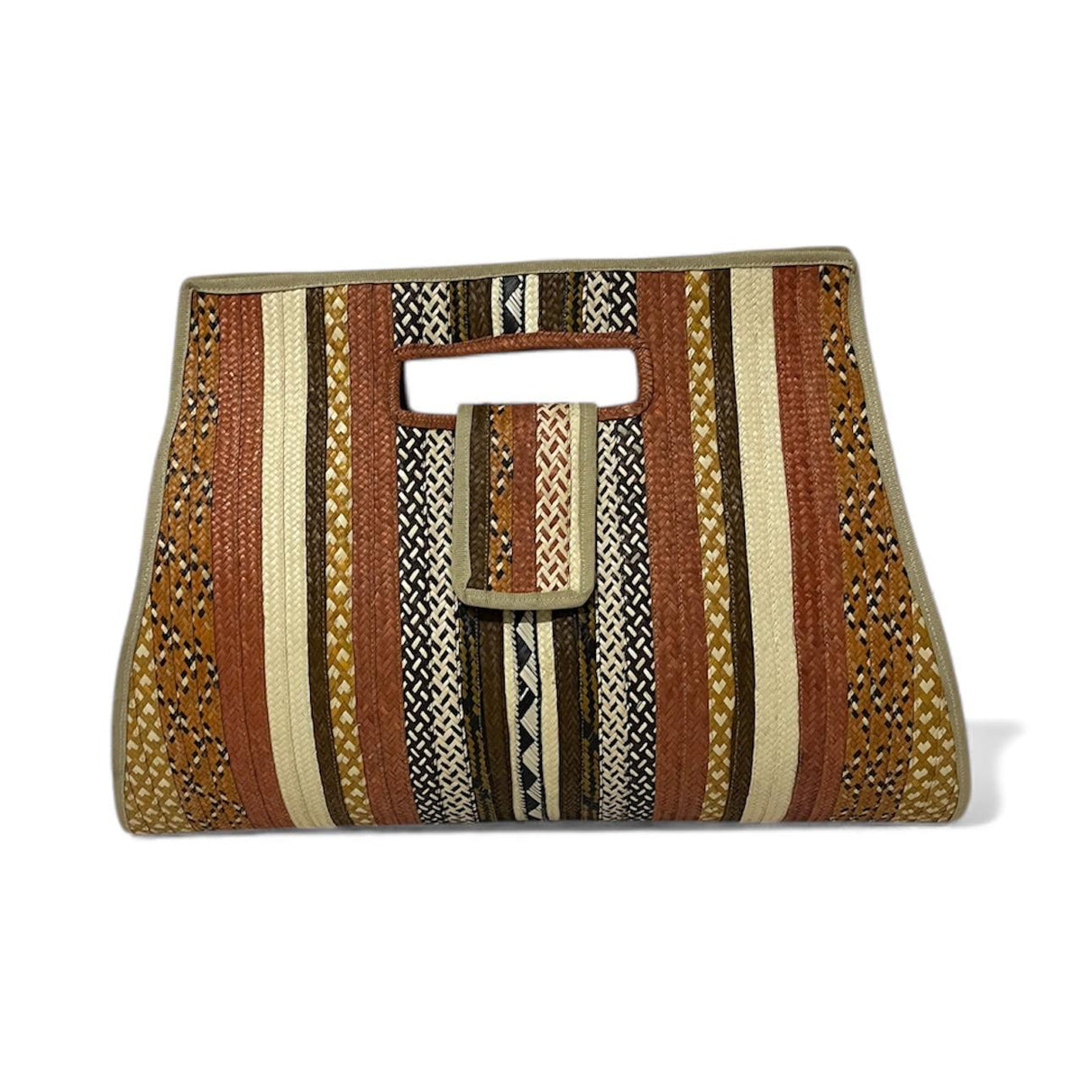 One-of-a-Kind Hand-Woven Caña Flecha Tote, front view – handmade in Colombia by Fundación La Otra Vuelta for Stand Out and Shout Out