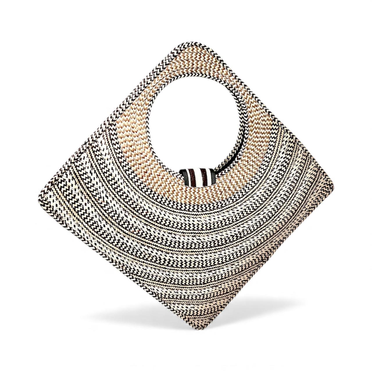 Bolso de mano para mujer Wawen con diseño de patrón de color neutro en forma de diamante