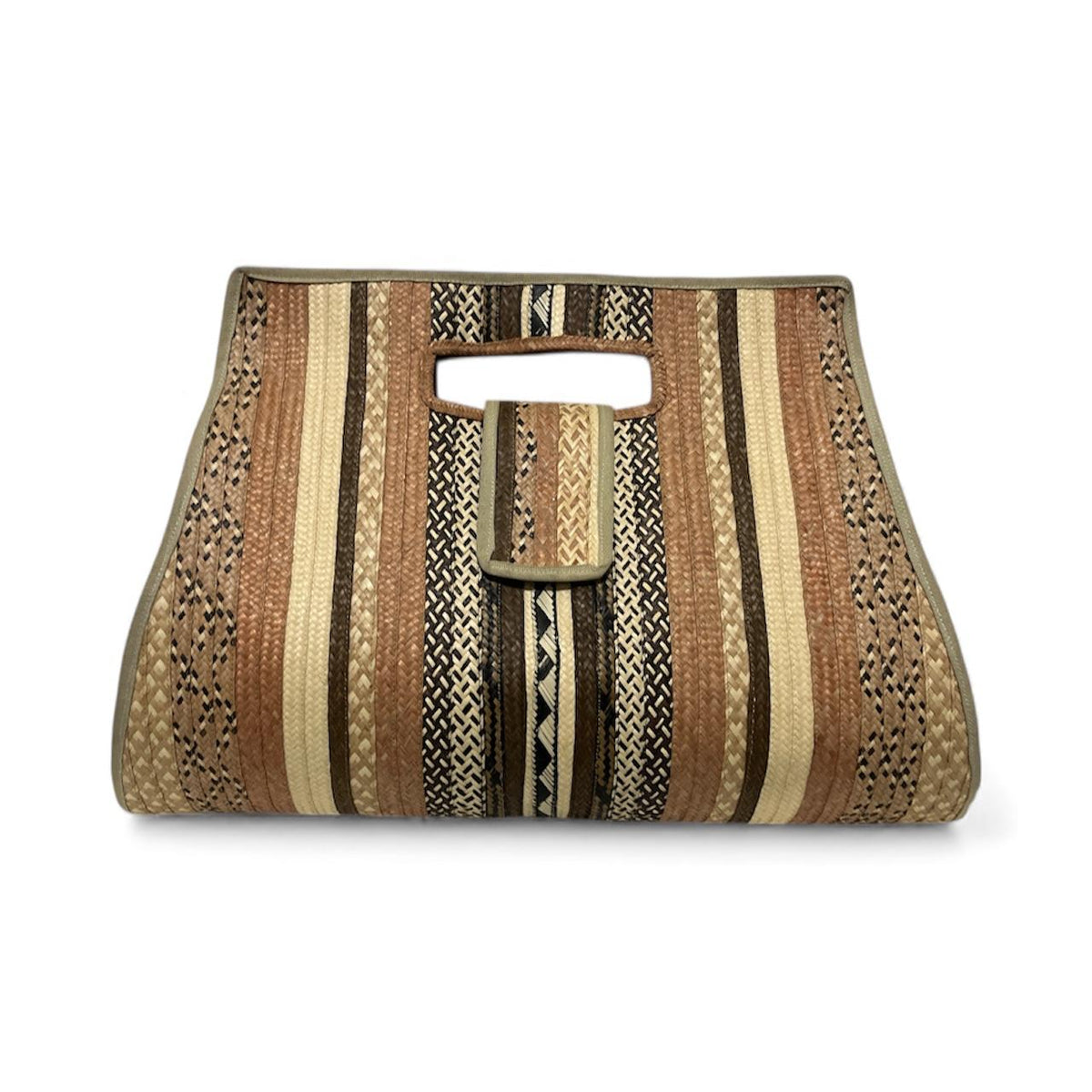 Large Hand-Woven Caña Flecha Tote, front view – handmade in Colombia by Fundación La Otra Vuelta for Stand Out and Shout Out