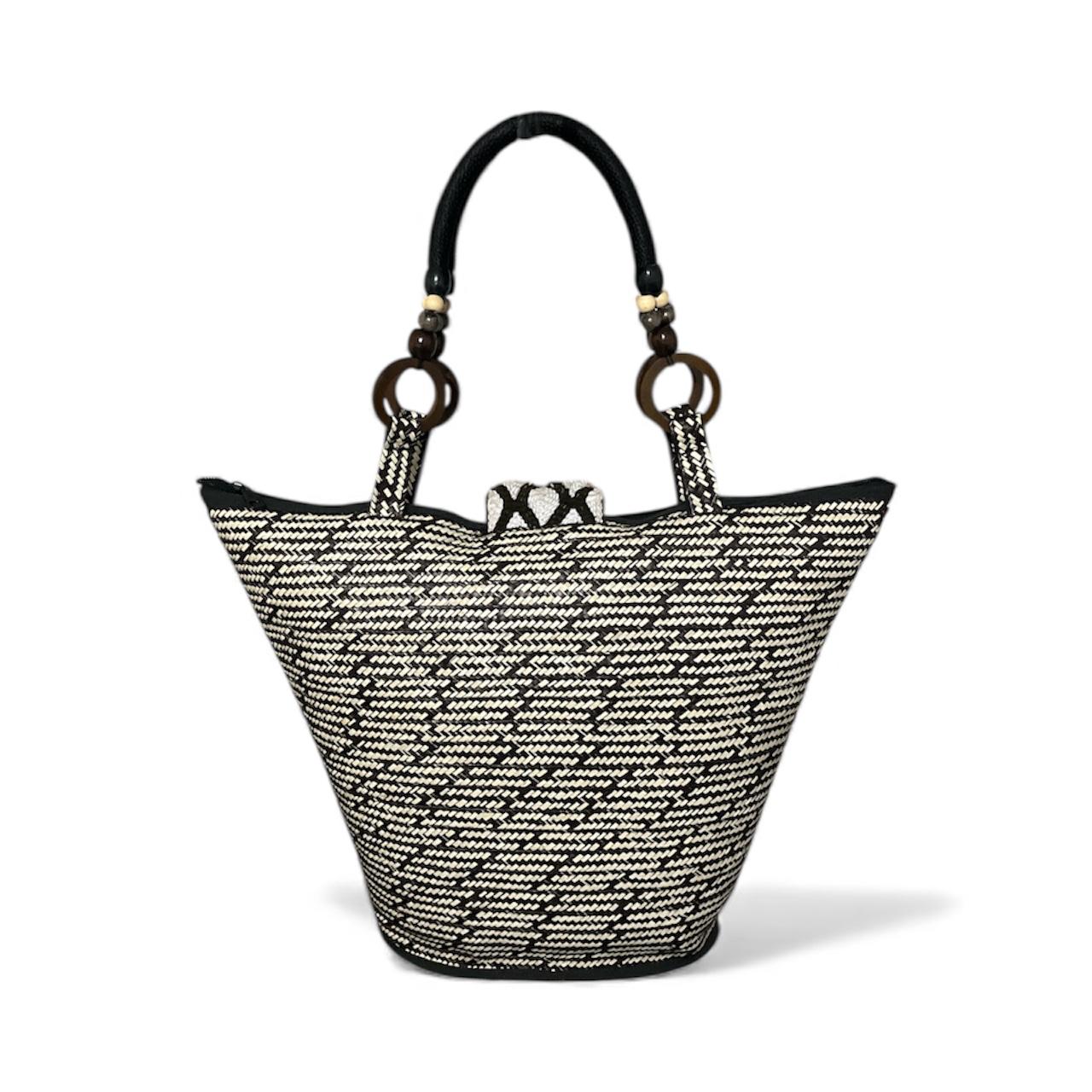 Neutral Colours indigenous Pattern Hand Wawen Bucket Design Ladies Handbag