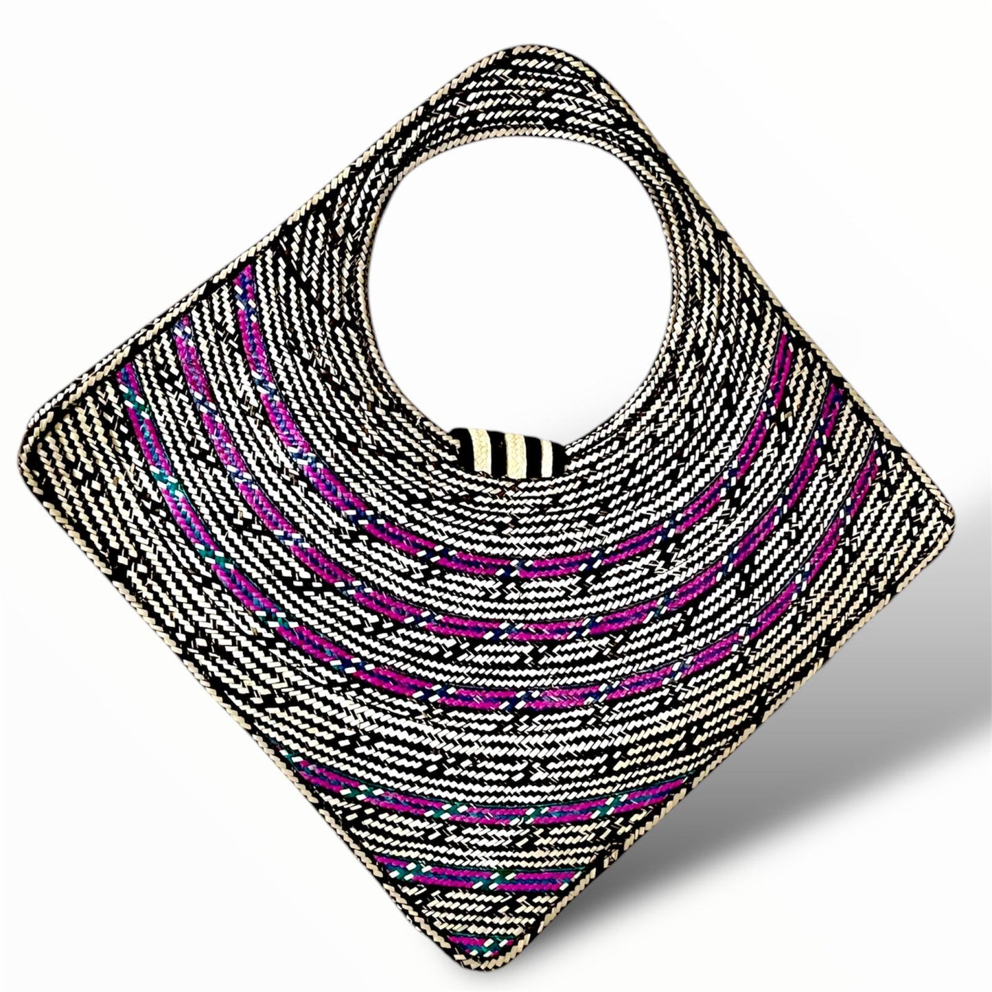 Bolso de mano para mujer Wawen con diseño de patrón de color neutro en forma de diamante