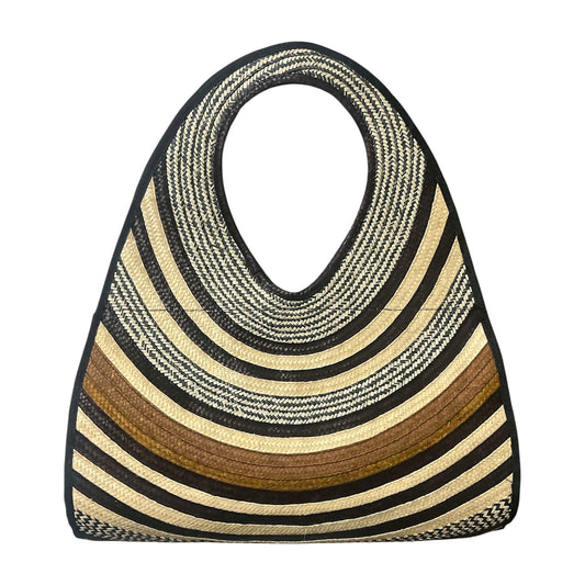 Golden Ripple Teardrop Caña Flecha Handbag, front view – handmade in Colombia by Fundación La Otra Vuelta