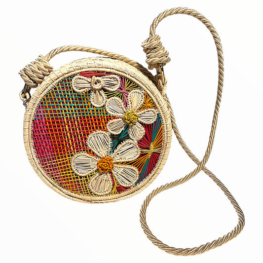 Round Design Hand Wawen Ladies Handbag