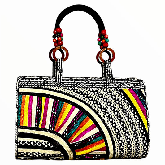 Oval Tube Design Hand Wawen Ladies Handbag