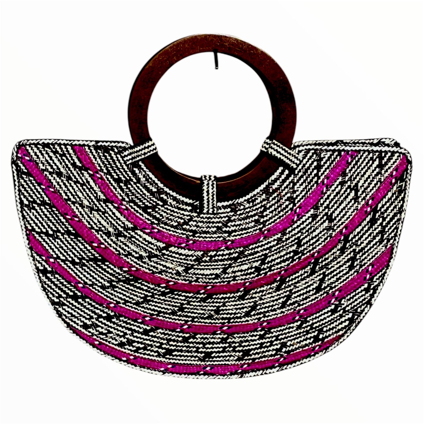 Half Circle Design Hand Wawen Ladies Handbag