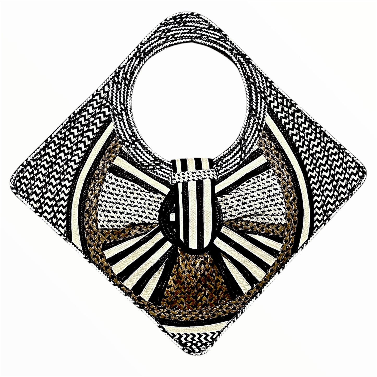 Diamond Neutral Colour Pattern Design Hand Wawen Ladies Handbag