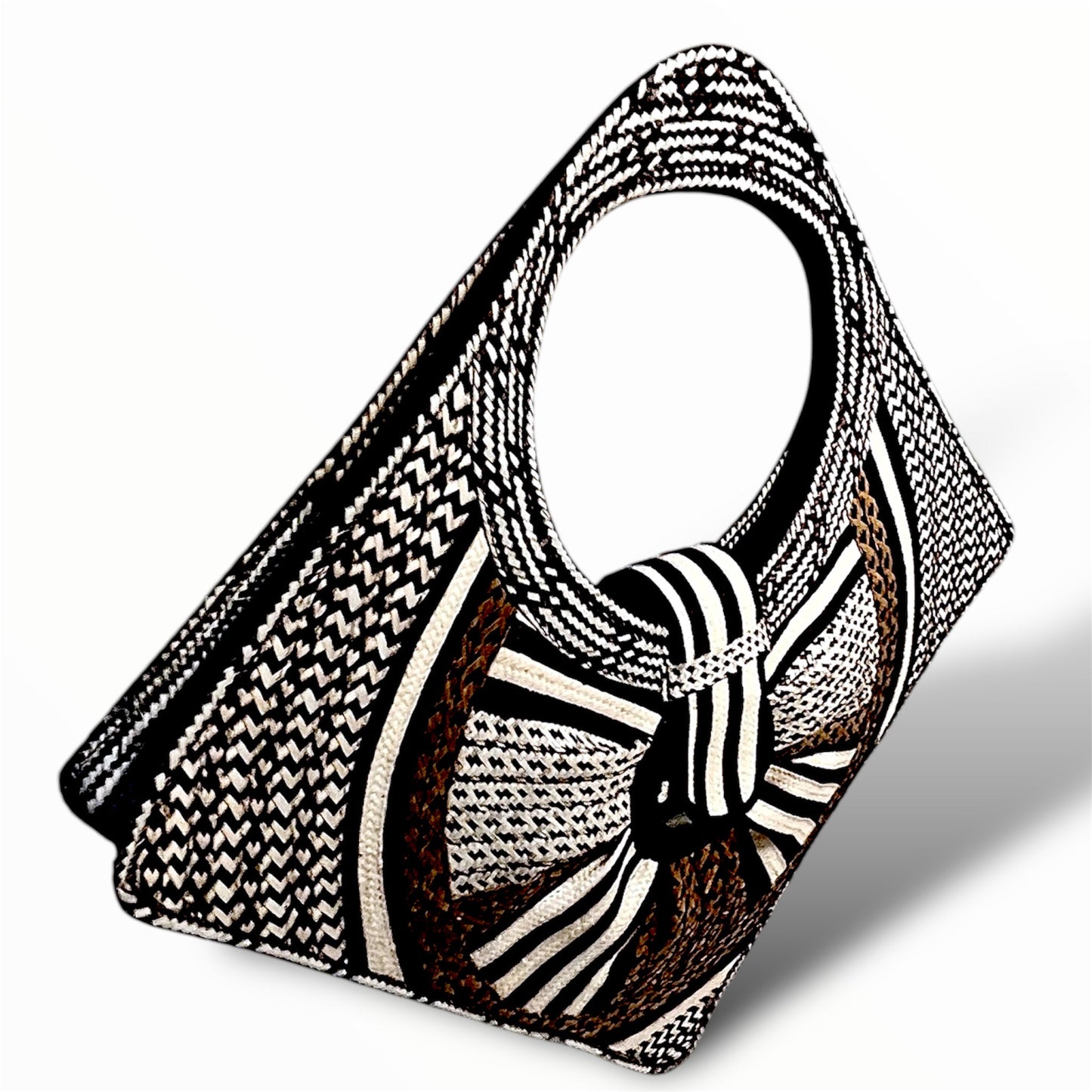 Diamond Neutral Colour Pattern Design Hand Wawen Ladies Handbag