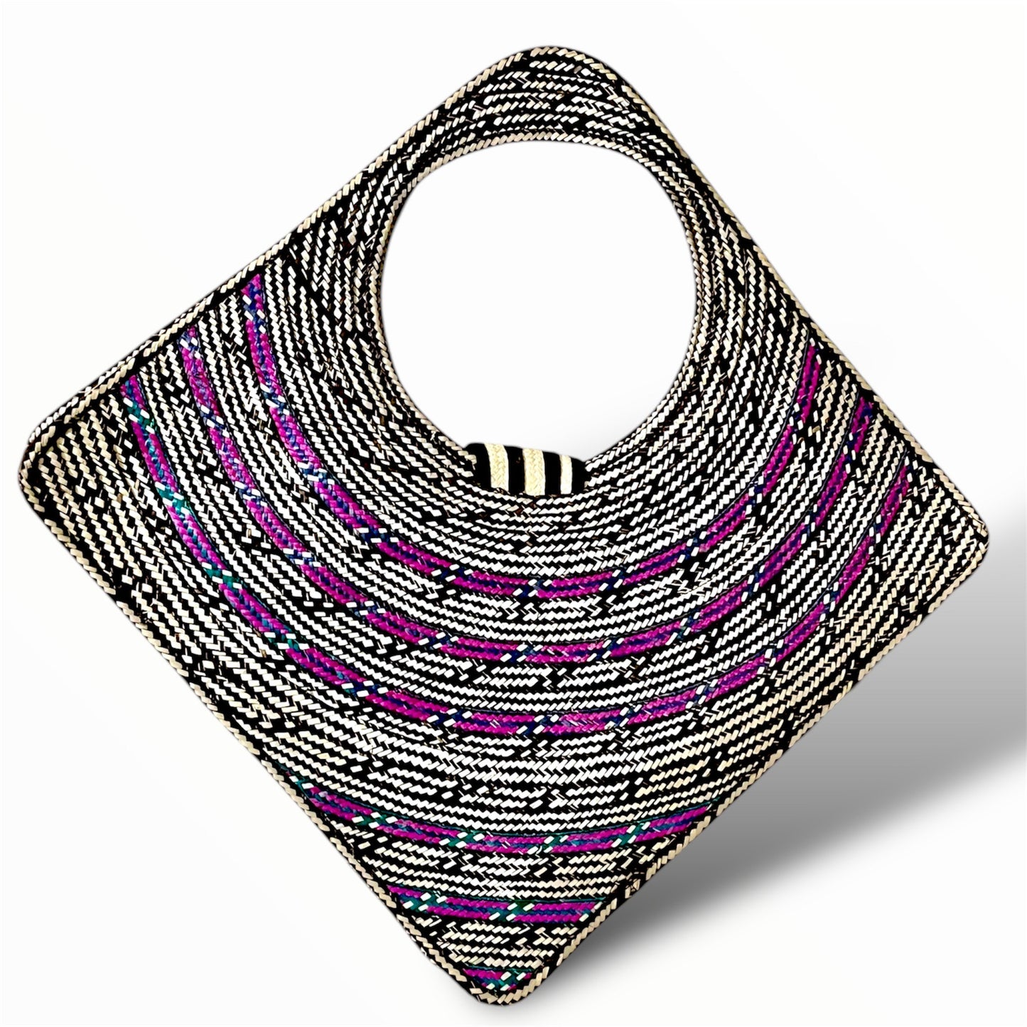 Diamond Neutral Colour Pattern Design Hand Wawen Ladies Handbag