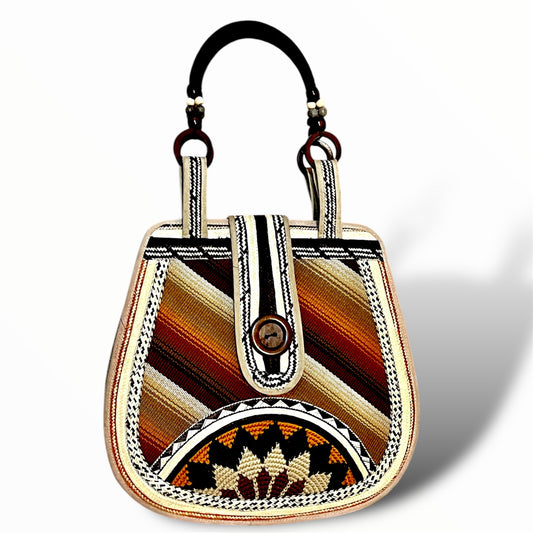 Precolombian Button Pattern Design Hand Wawen Ladies Handbag