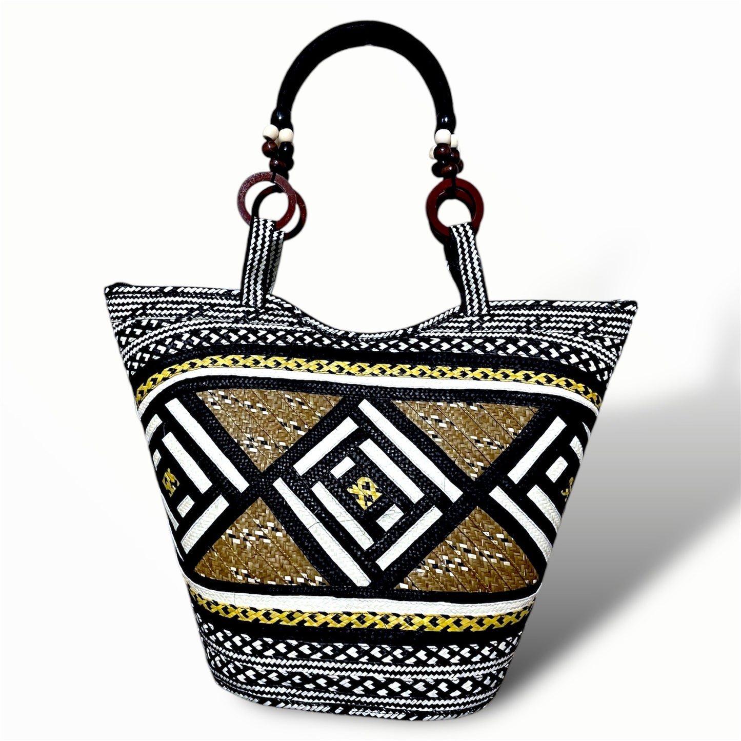 Neutral Colour Bucket Design Hand Wawen Ladies Handbag