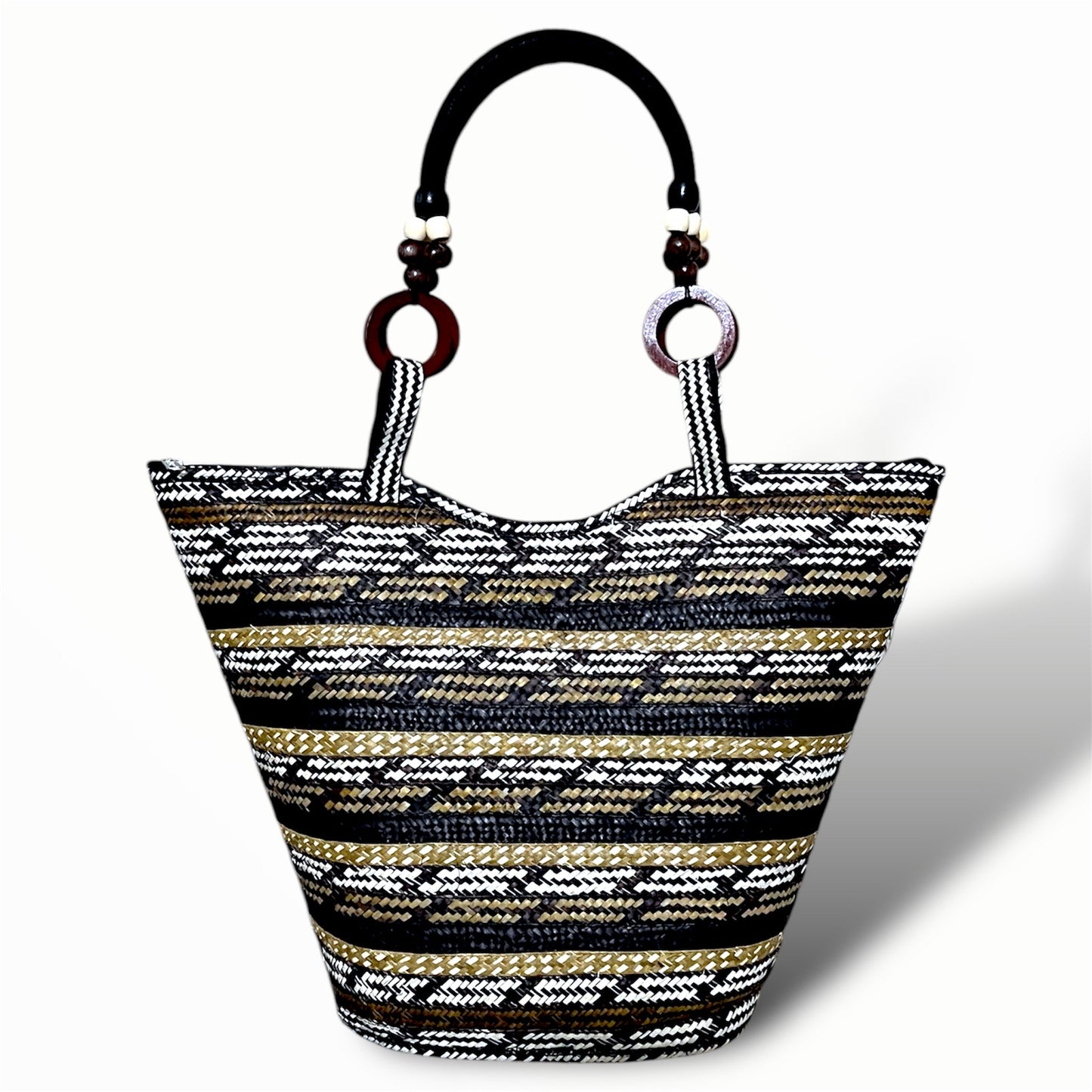 Neutral Colour Bucket Design Hand Wawen Ladies Handbag