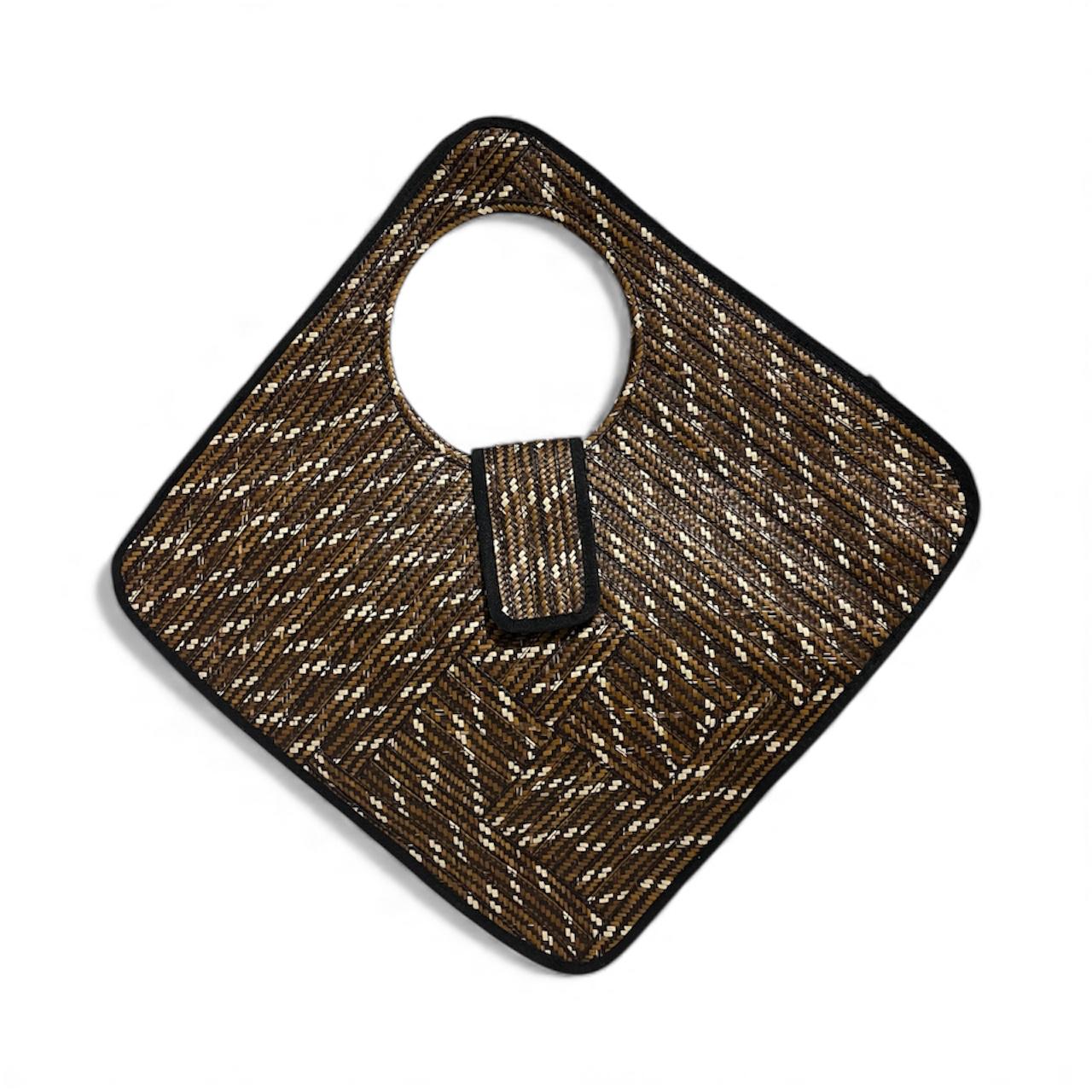 Bolso de mano para mujer Wawen con diseño de patrón de color neutro en forma de diamante