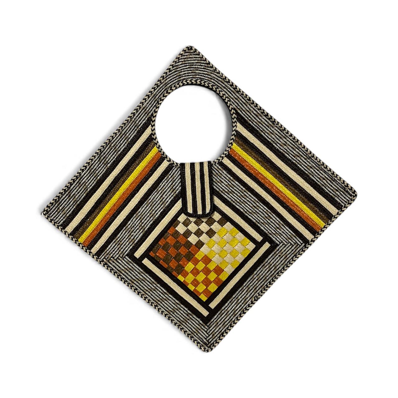 Bolso de mano para mujer Wawen con diseño de patrón de color neutro en forma de diamante