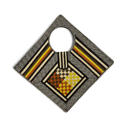 Bolso de mano para mujer Wawen con diseño de patrón de color neutro en forma de diamante