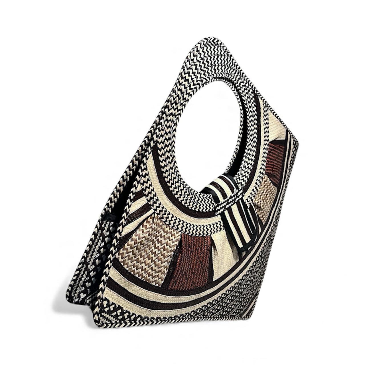 Bolso de mano para mujer Wawen con diseño de patrón de color neutro en forma de diamante