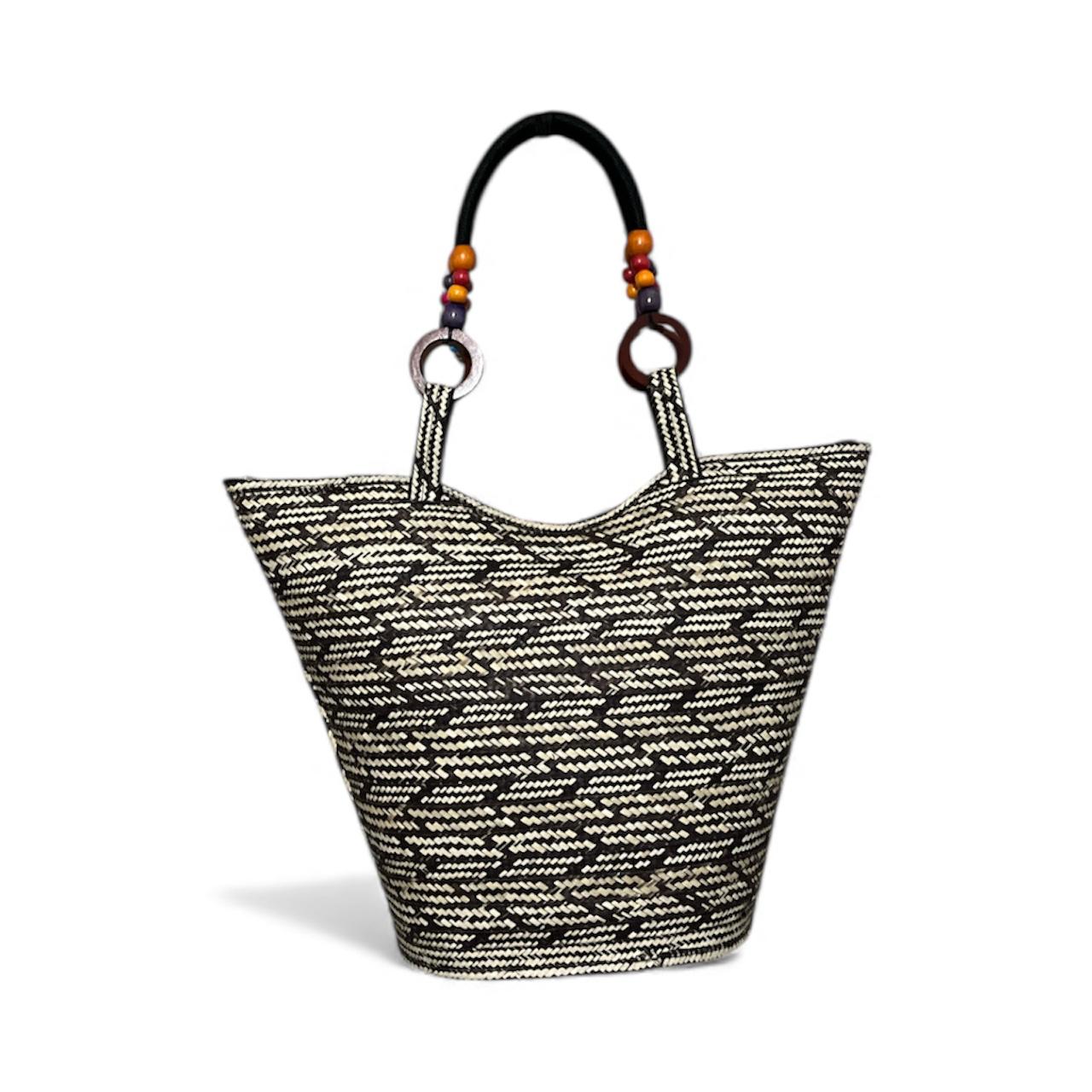 Multicoloured Heart Shape Pattern Hand Wawen Ladies Handbag