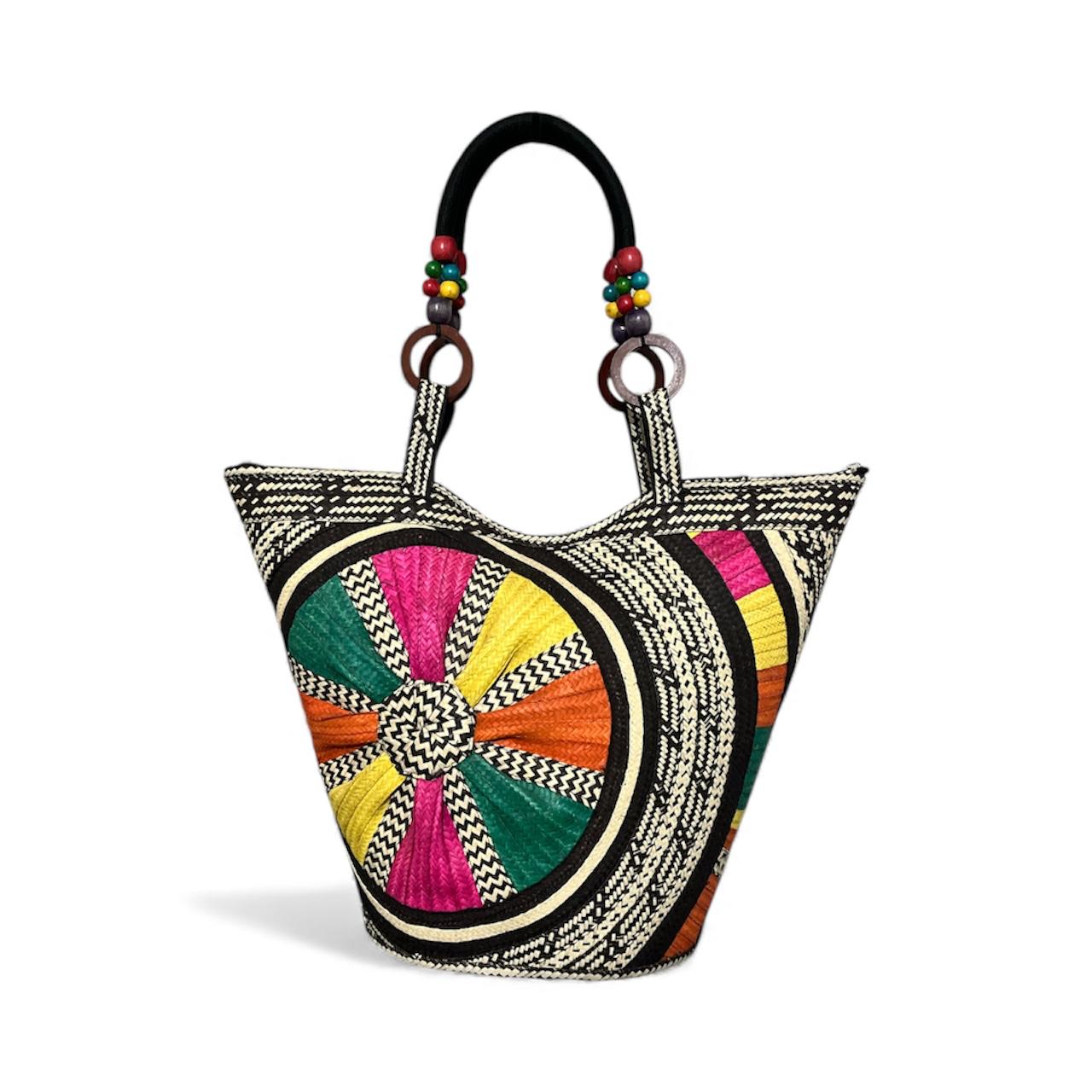 Multicolour Circle  Pattern Wawen Bucket Ladies Handbag