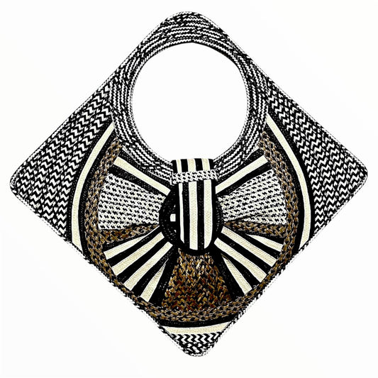 Bolso de mano para mujer Wawen con diseño de patrón de color neutro en forma de diamante