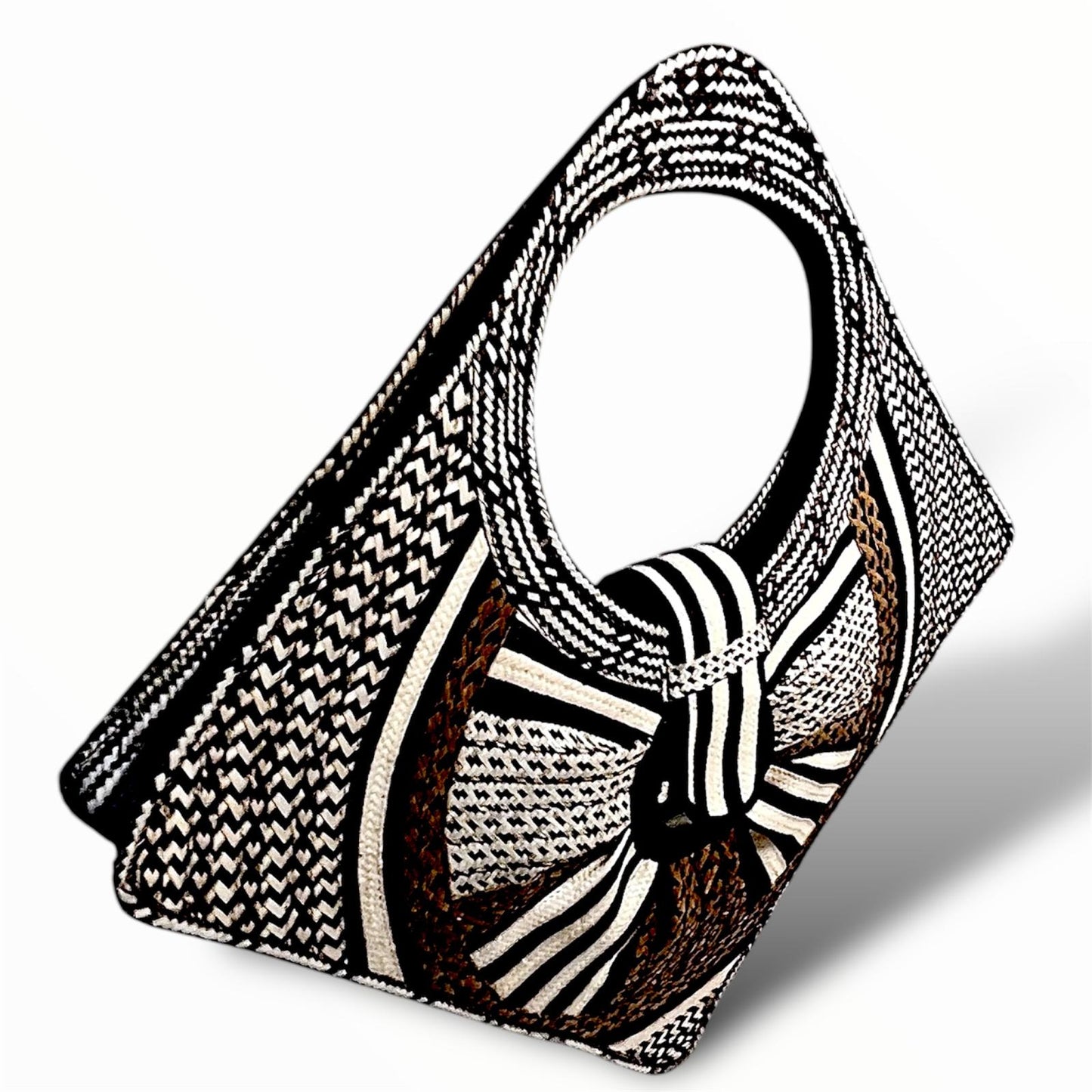 Bolso de mano para mujer Wawen con diseño de patrón de color neutro en forma de diamante