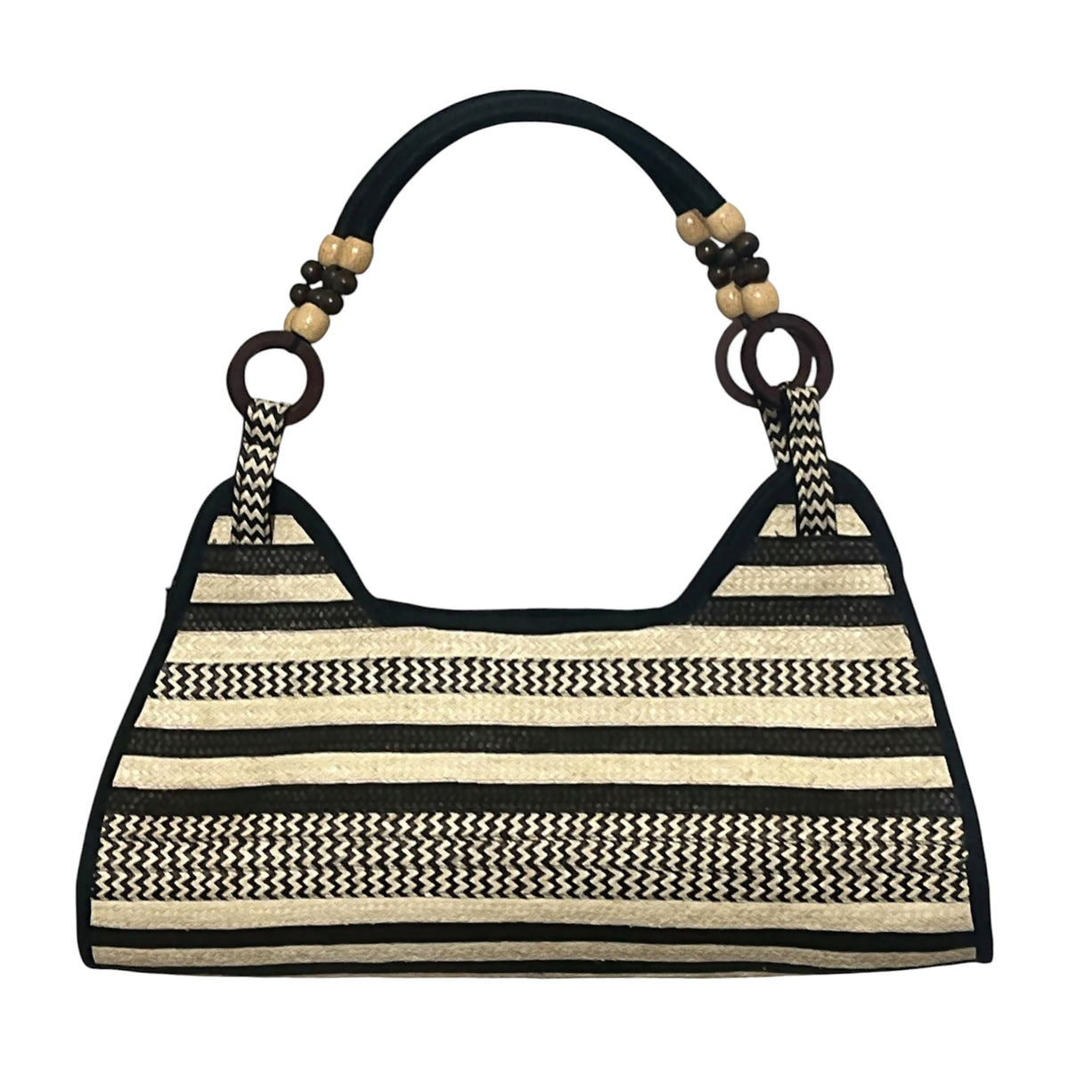 Geometric Pinwheel Caña Flecha Shoulder Bag with Beaded Handles, back view – handmade in Colombia by Fundación La Otra Vuelta