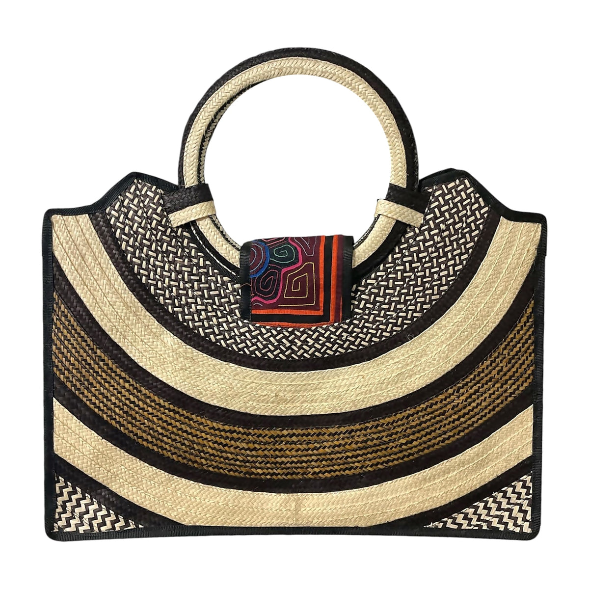 Rust Squares Mola Caña Flecha Tote with Ring Handle