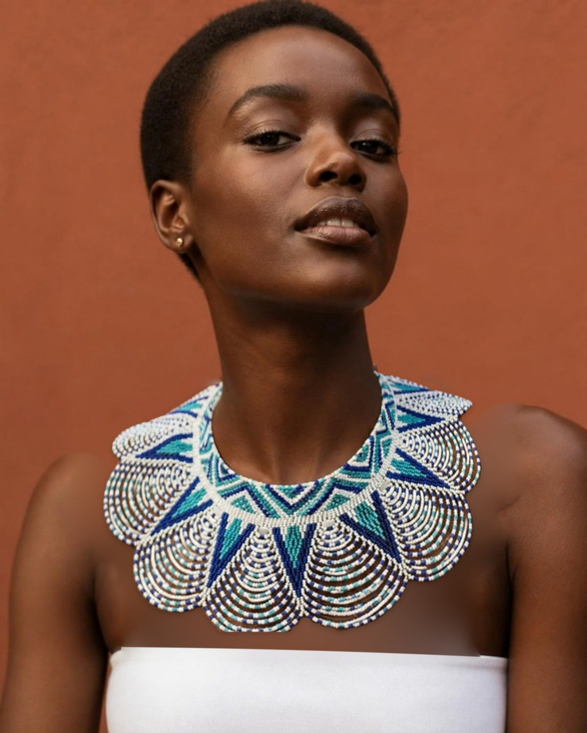 Turquoise Star Beaded Cape Collar Necklace