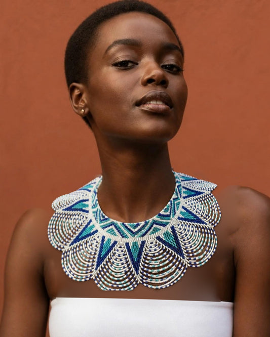Turquoise Star Beaded Cape Collar Necklace